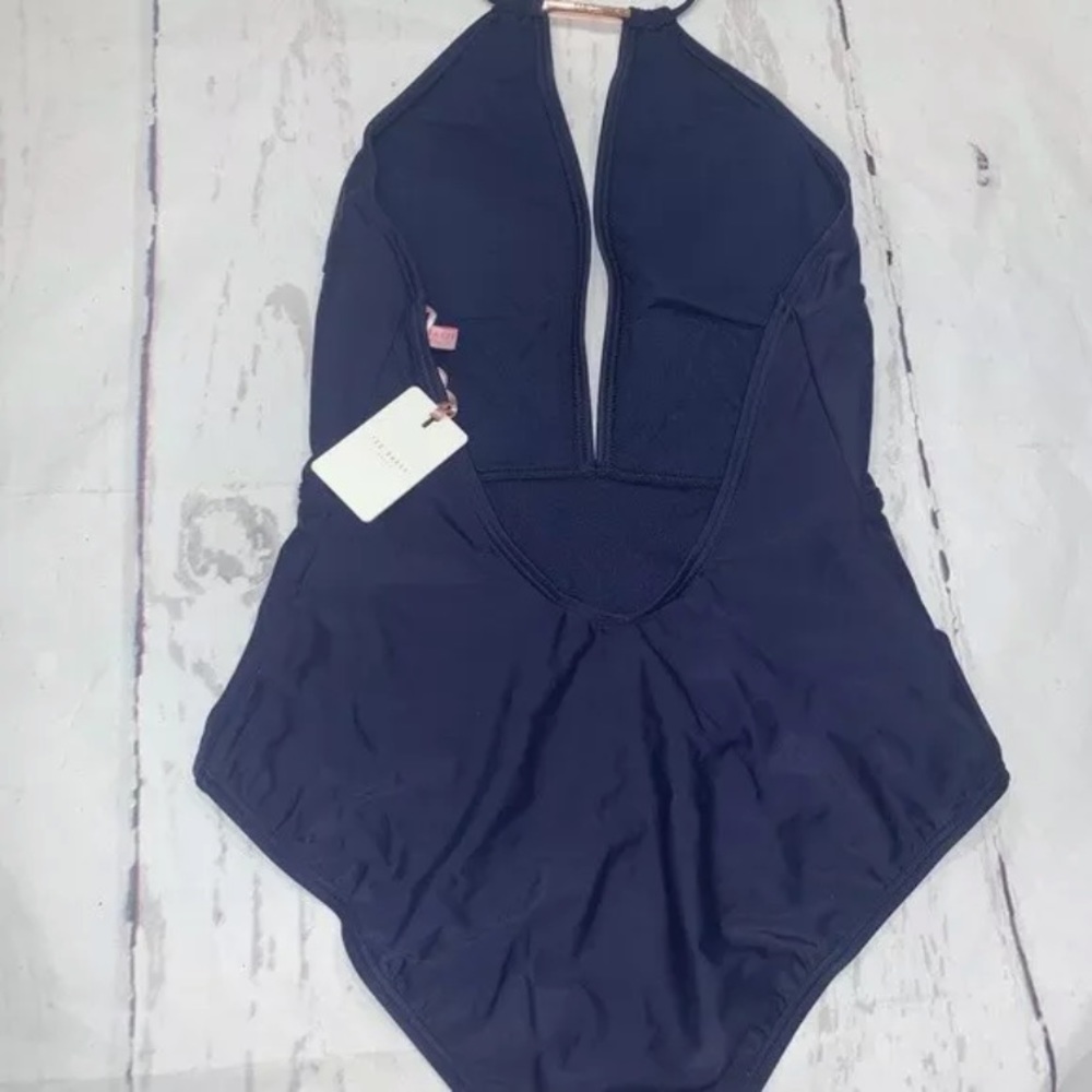 Ted Baker London Pikaa Halter One Piece Swim in Navy Blue 6 - Picture 3 of 6